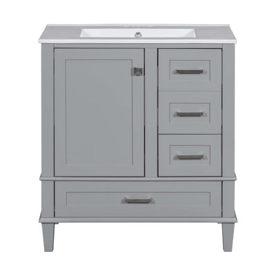 Meuble-lavabo de salle de bain, armoire de salle de bain avec lavabo, armoire de rangement de salle de bain avec porte à fermeture douce