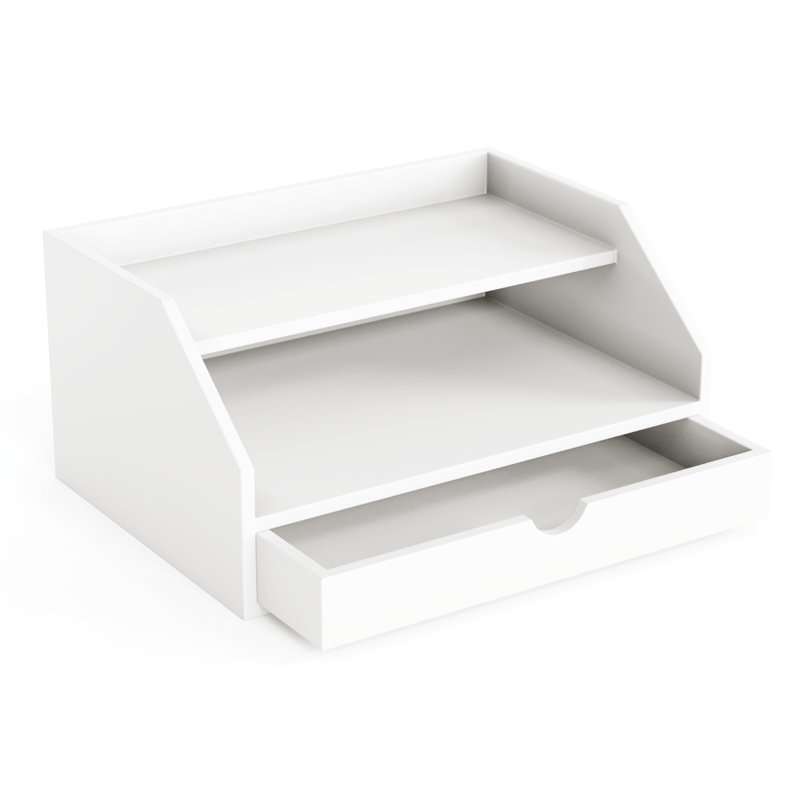 Rangement de bureau à 3 niveaux avec tiroir Mason, Blanc