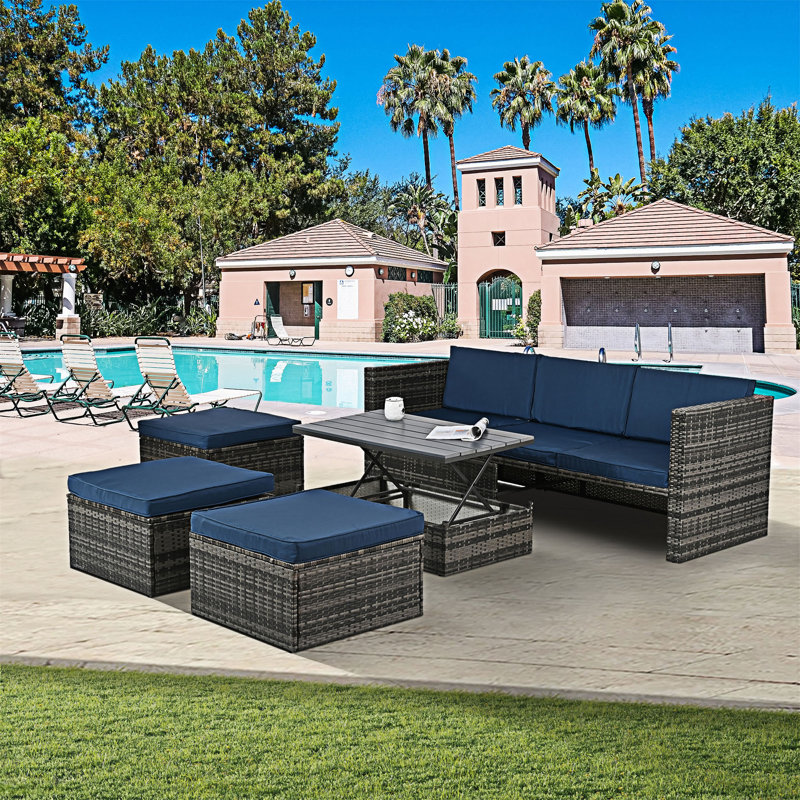 Outdoor Sectional Sofa Set, Blue