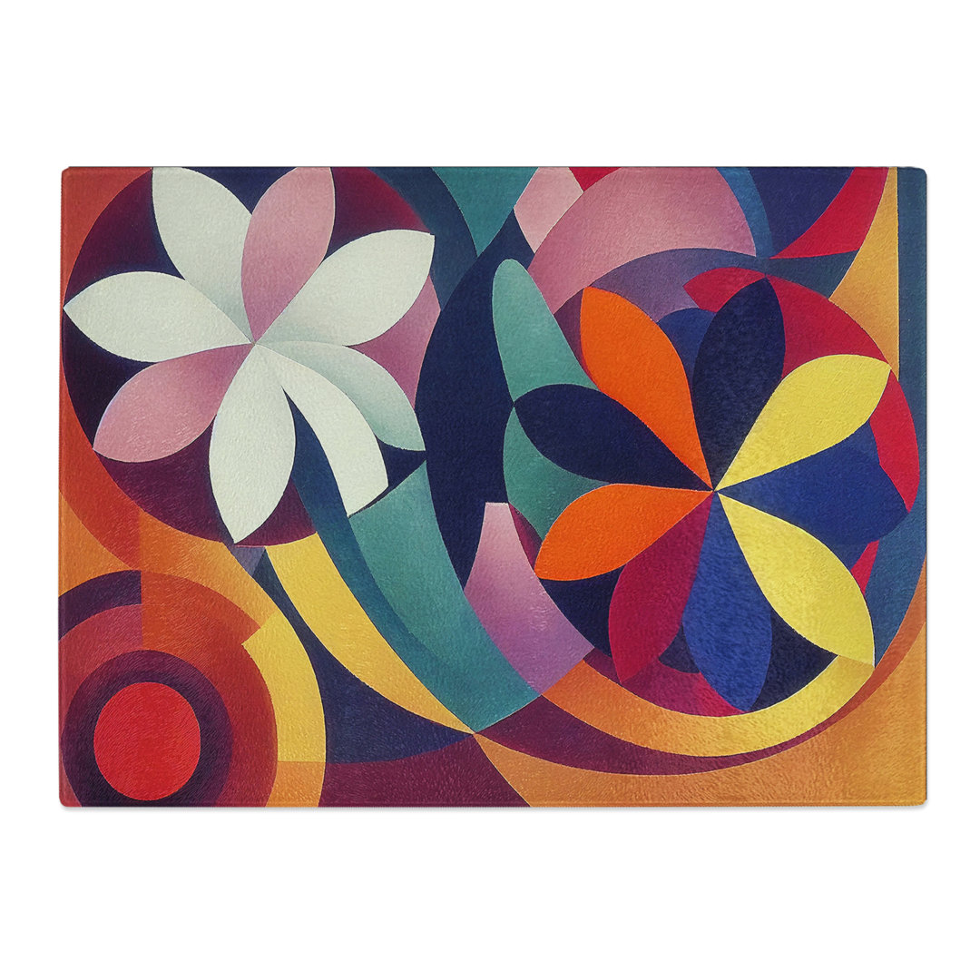 Masterful Abstract Flowers  Glass Chopping Board