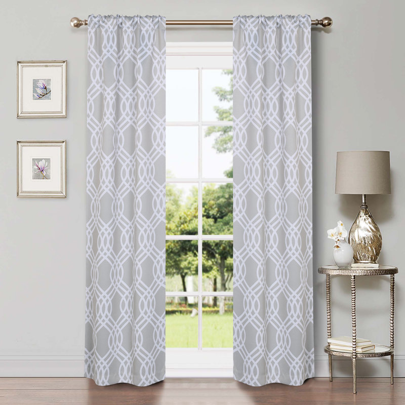 Paire de rideaux obscurcissant 100% polyester Écosse, L 42 po x L 108 po, Chrome chrome