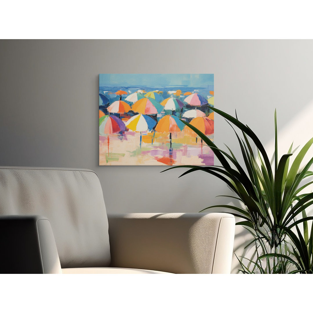Beach Umbrellas Canvas Wall Art, Gallery Wrapped, Matte Print, Ready to Hang, Modern decor, Coastal Art, Archival Quality, Beach Painting