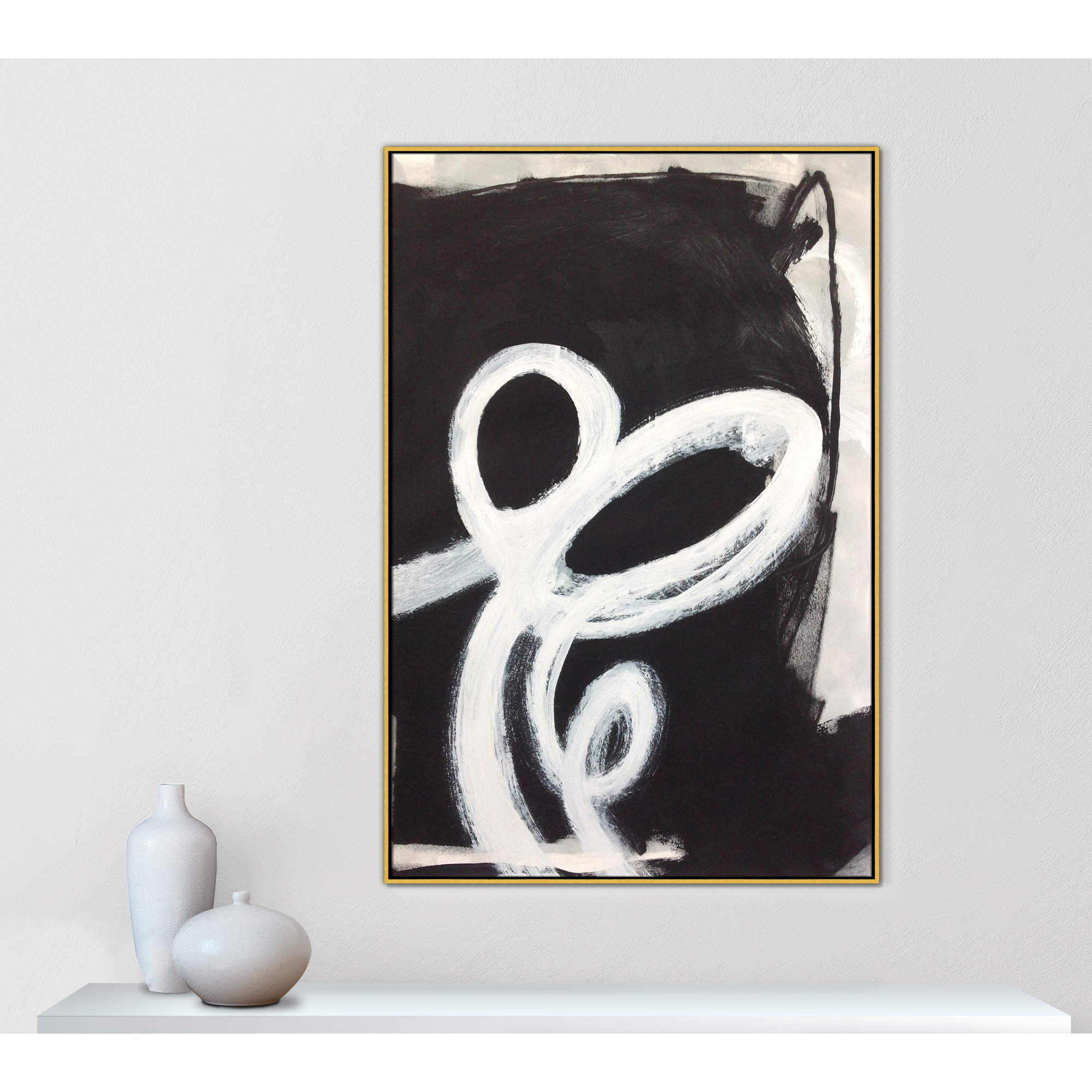 Ansonia Swirly Swirls II Print by , No Mat, Gold Floater Framed, 61.5" H x 41.5" W x 2" D