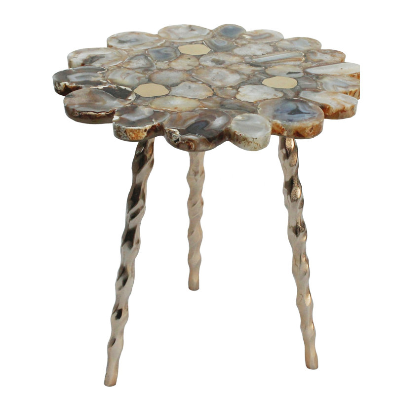 Sue Stone Top End Table, Gold
