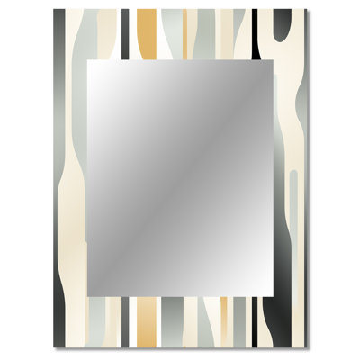 Edite Neutral Space - striped  Wall Mirror, Striped, Abstract Decorative Mirror, Printed Metal Art
