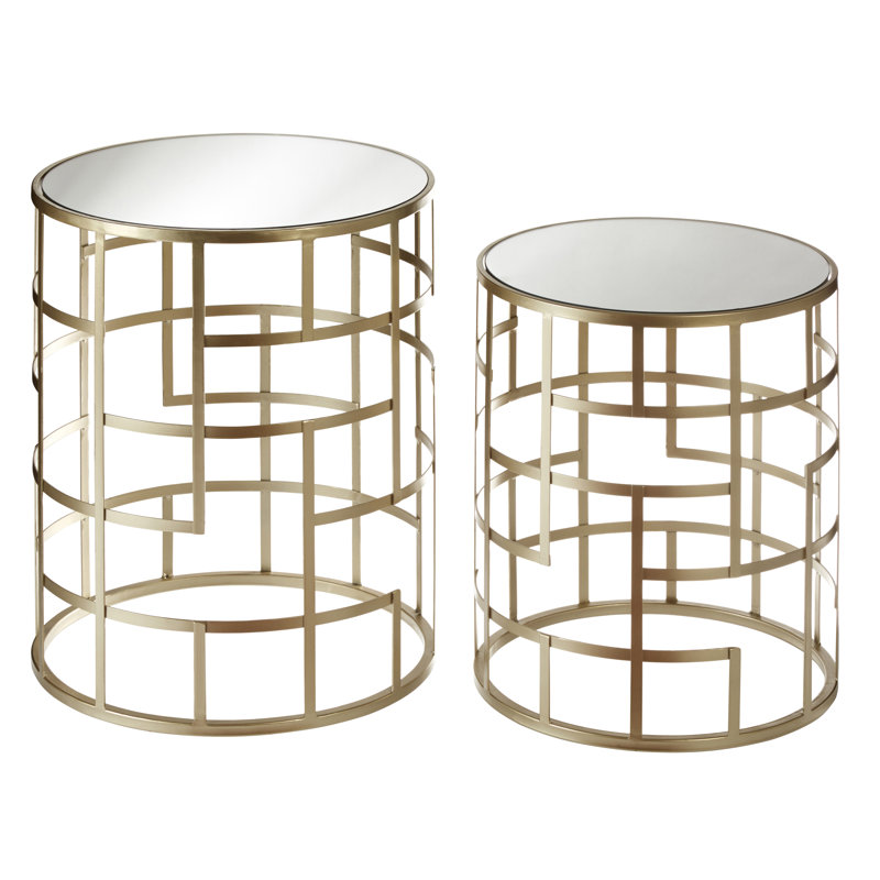 Loughman Glass Top Frame Side Table Set