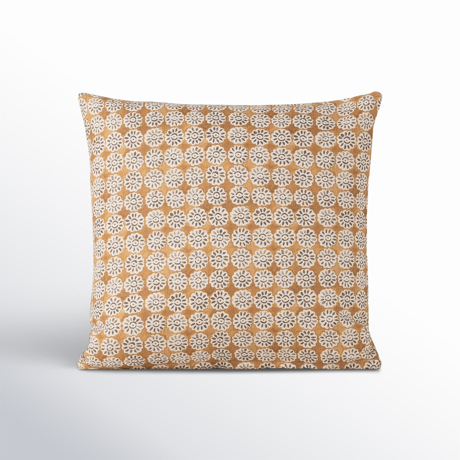 Hansah Pillow, Feather, Square 18", Saffron Geometric