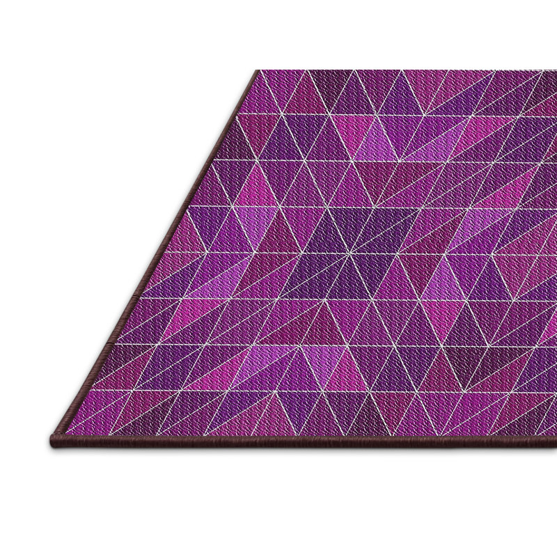 Motif géométrique rose/mauve Tapis décoratif, Rectangle 5 pi x 7 pi