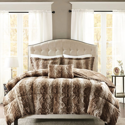 Édredon très grand en fausse fourrure, doux, chaud, très grand 4 pièces, brun, luxueux, doux
