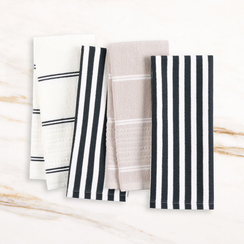 Loop And Dot Kitchen Towel, Black/Beige