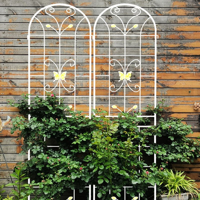 Paquet de 2 treillis de jardin en métal antirouille de 86,7 po x 19,7 po, blanc crème pour paquet de fleurs 86,7 po x 19,7 po, support à plantes d'extérieur