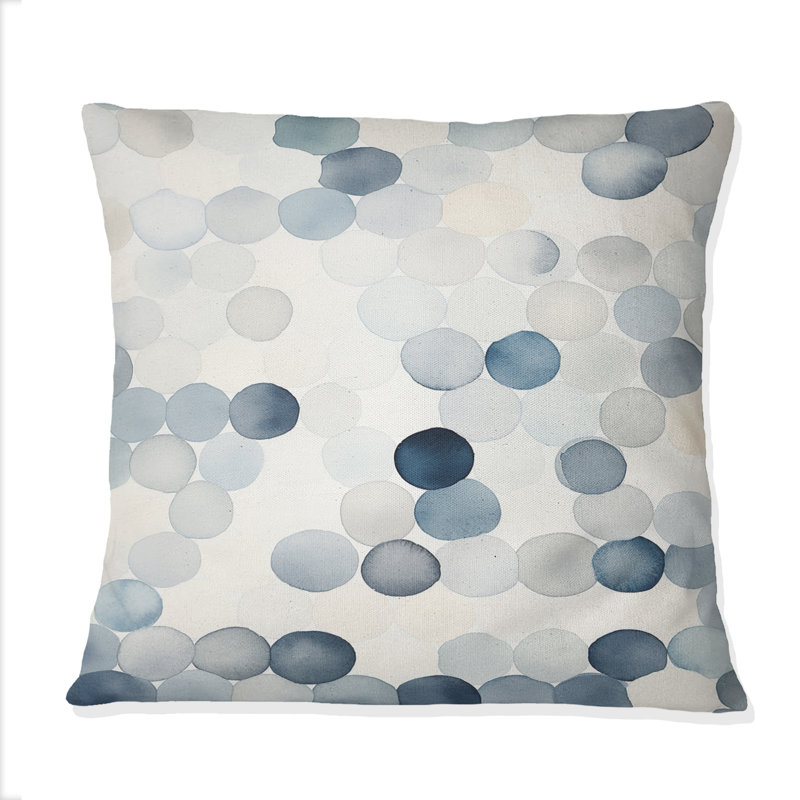 Coussin à motif de cercles aquarelle en bleu délavé rétro I - imprimé géométrique abstrait
