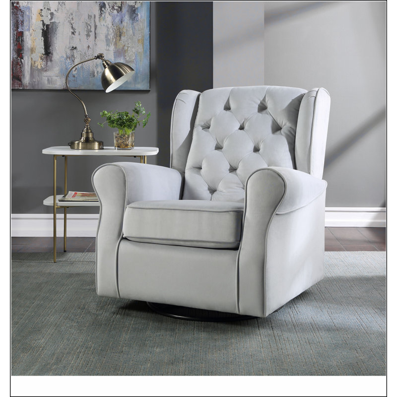 Chaise pivotante grise avec fauteuil oscillant