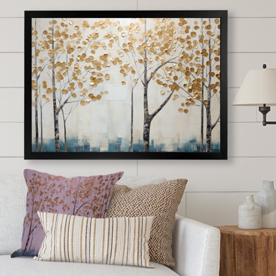 «Gold and Blue Treasure Trees Scenery III», reproduction sur toile
