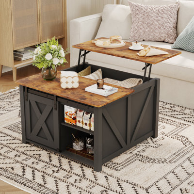 Garvee Lift Top Coffee Table with Storage, 31.5" Square Coffee Table, Black