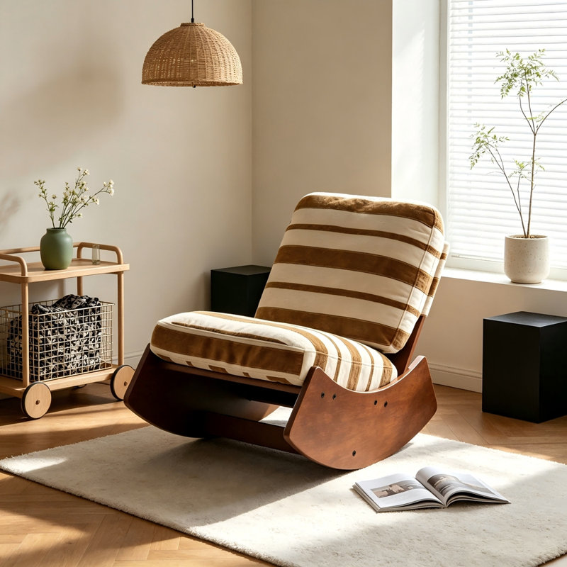 Fauteuil oscillant de haute qualité, Tissu jaune