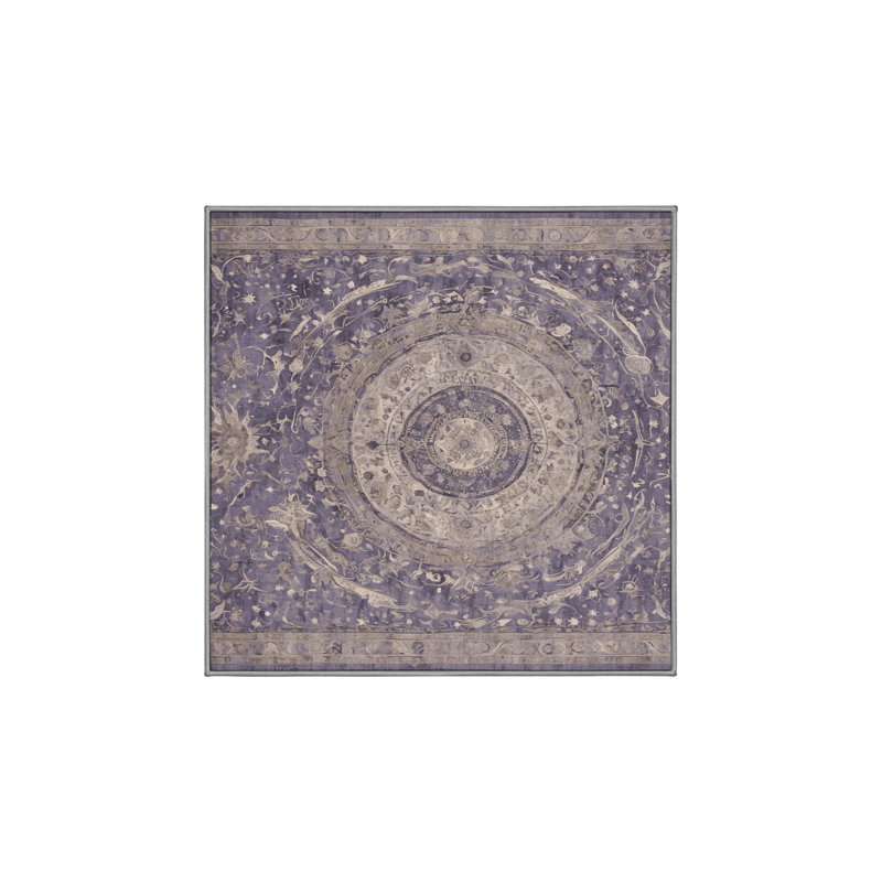 Tapis gris lavable à la machine, Carré 5 pi