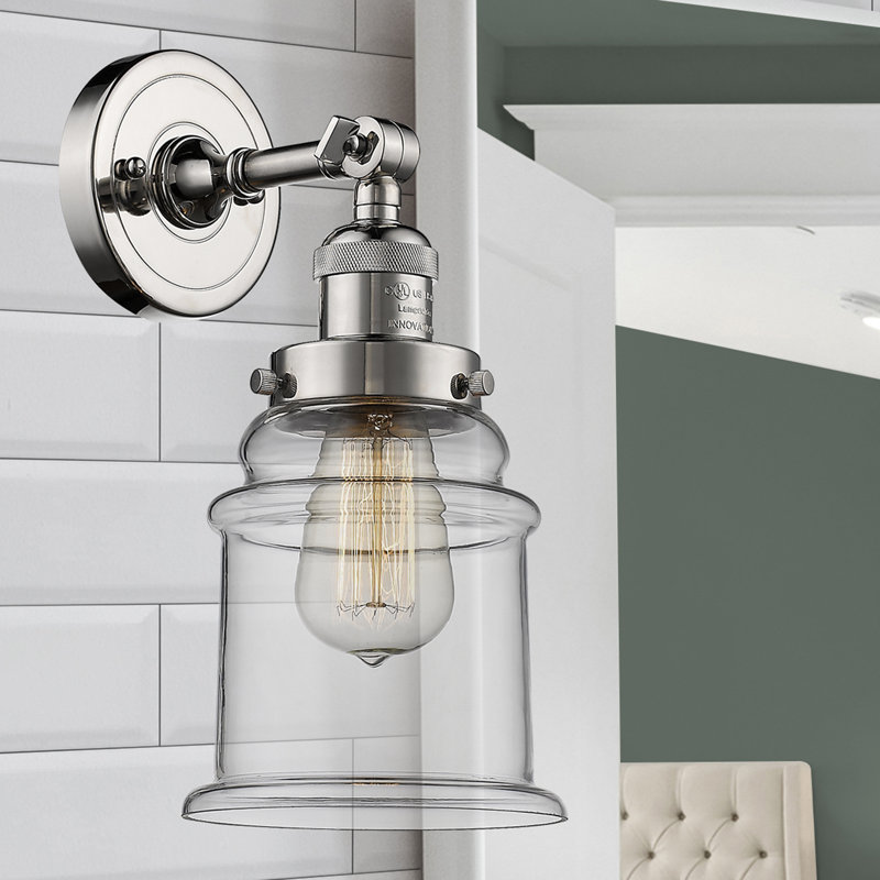 Galaviz Dimmable Bath Sconce, 6 Watt Vinage LED Bulb, Clear, Polished Nickel