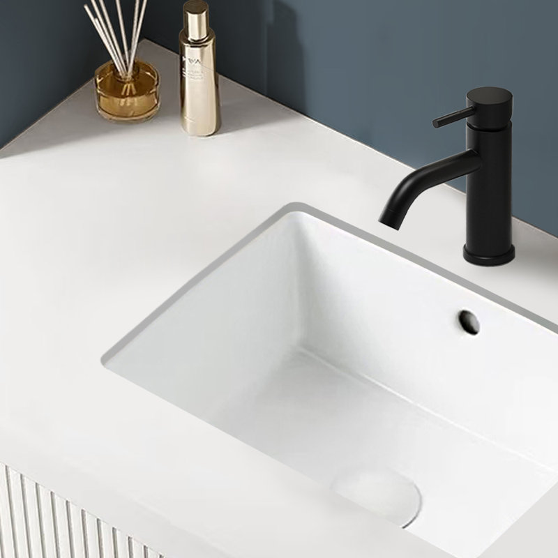 Lavabo de salle de bain sous-comptoir en céramique blanche avec trop-plein 18,31 po Topcraft