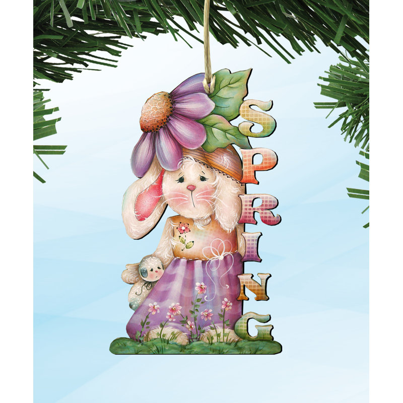 Ornement suspendu en bois en forme de lapin spring