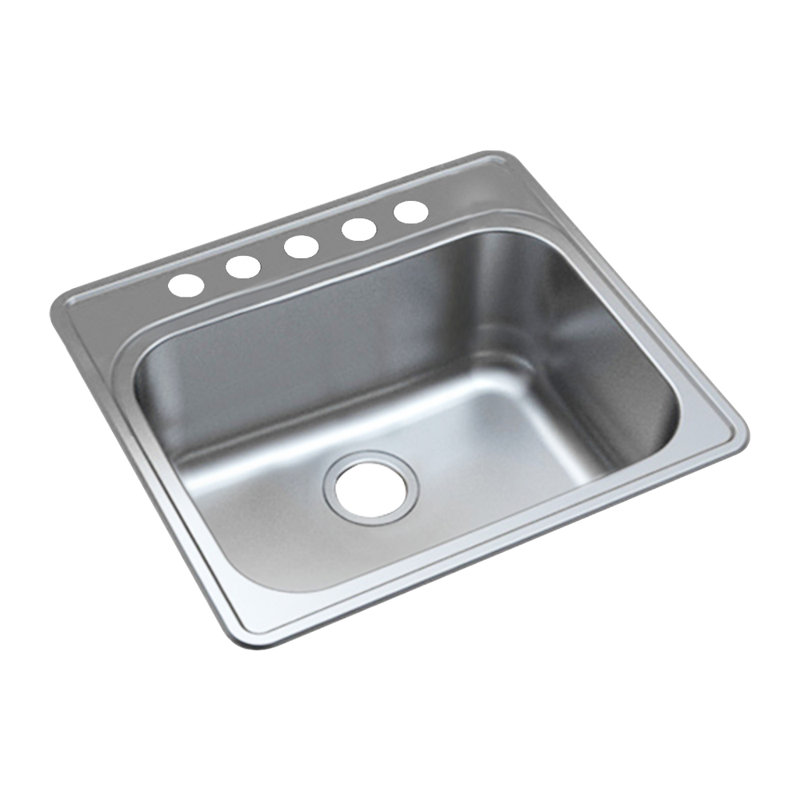 Évier de cuisine encastré L 25 po x l 22 po, 5 trous