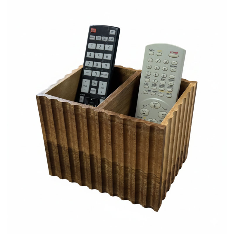 Fluted Solid Acacia Wood Remote Holder