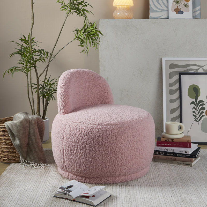 Alara Side Chair with Sherpa Fabric, Pink Fabric