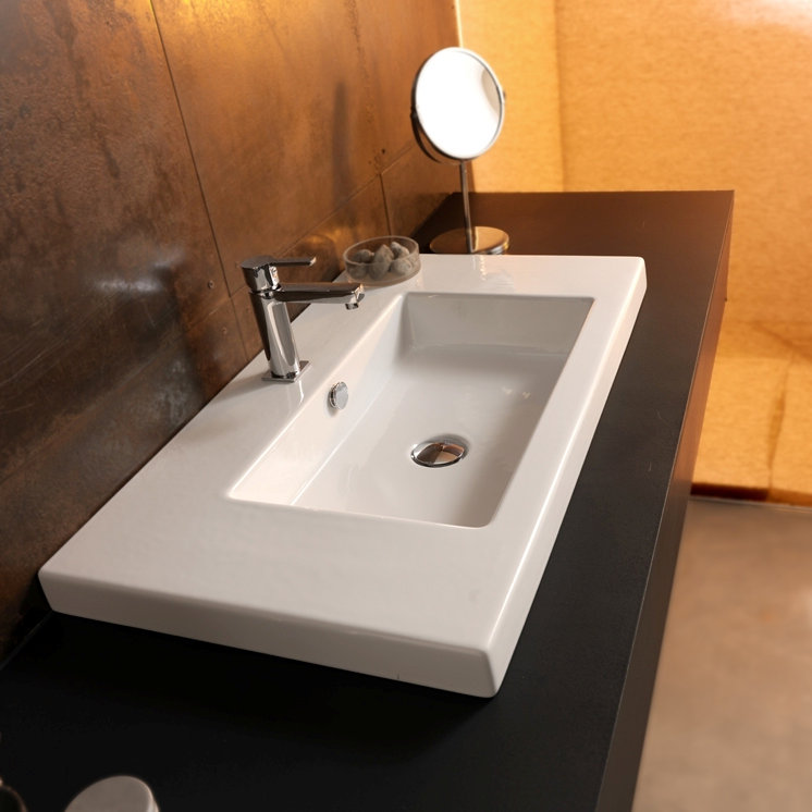 Brayden Studio® Hernandes " Vitreous China Rectangular Bathroom Sink and Overflow Hole, Single Hole