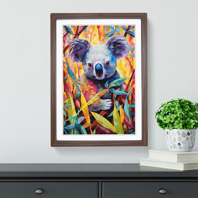Koala Bear Abstract No.2 - Single Picture Frame Print on Wood, 46cm H x 34cm W x 2cm D, Walnut Framed