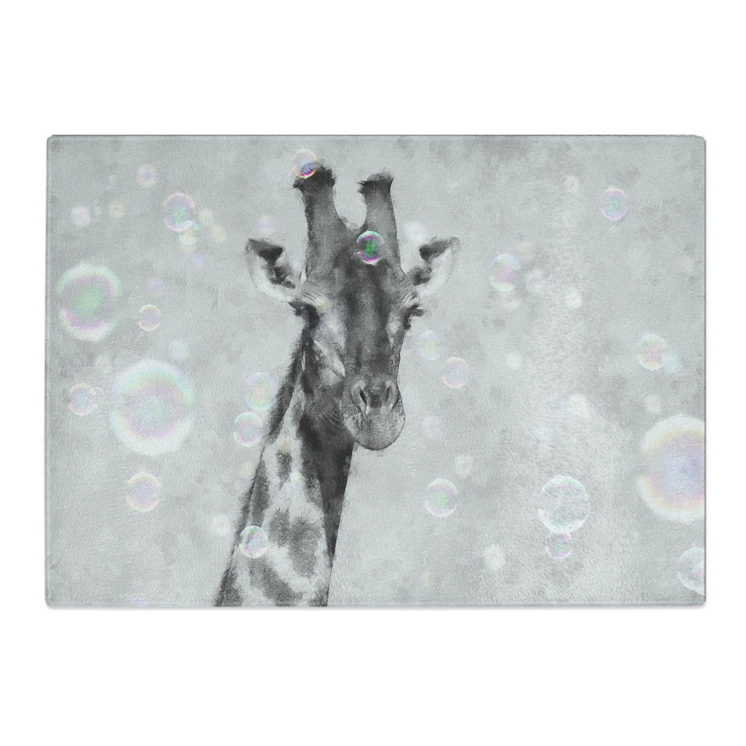Tempered Glass Giraffe Through the Bubbles Chopping Board