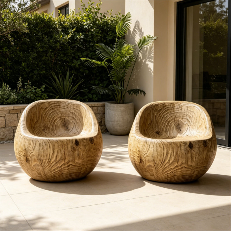 Naira 2Pcs W28.9" Outdoor Terrafab Single Chair - Brown