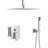 10 Inch Ceiling Mount Shower - Brushed Nickel Square Dual With Balance Valve And Detachable Handheld Head Option 360 Adjustable Spray-120951926