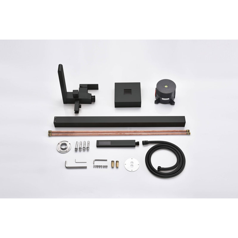 Floor Waterfall Faucet with Diverter, Matte Black