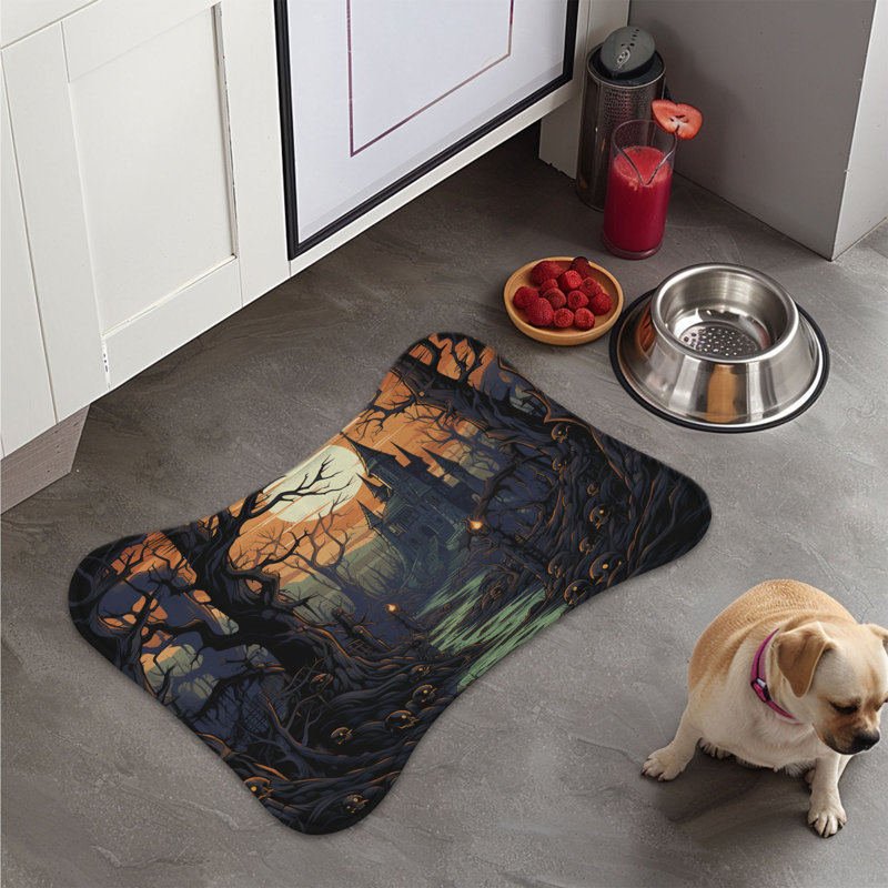 Eerie Woods - 1 Piece Bone Shape Feeding Mat, XL (18")