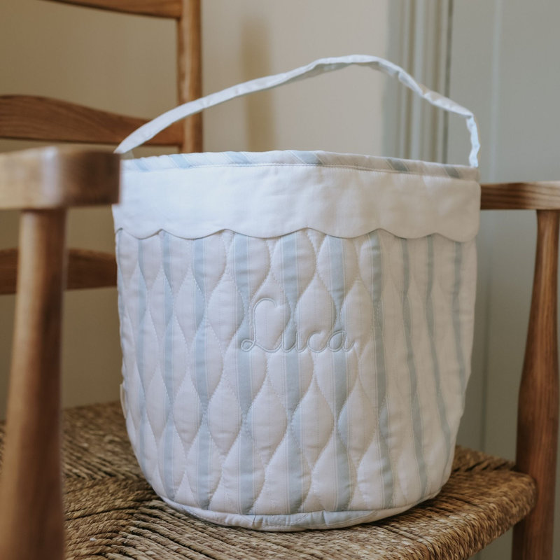 Panier de rangement matelassé - rayures bord de mer