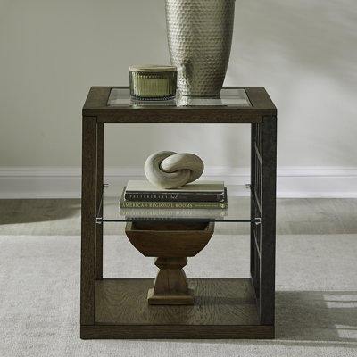 Tiznit End Table w/ Tempered Glass & Open Shelf
