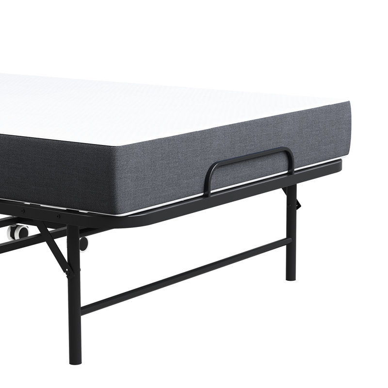 75" X 38" Twin Folding Bed With Memory Foam Mattress - Portable Foldable For Offices, Metal Construction, Black Comfortable Guest Bed, Frame, Easy Assembly And Use
