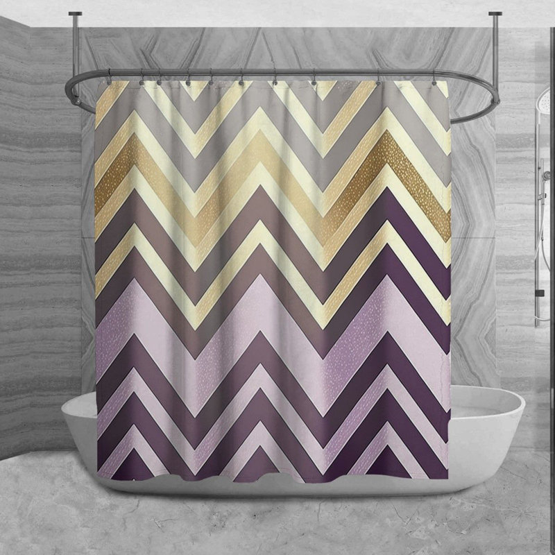 Rideau de douche Winhall, H 84 po x l 70 po, Or/mauve