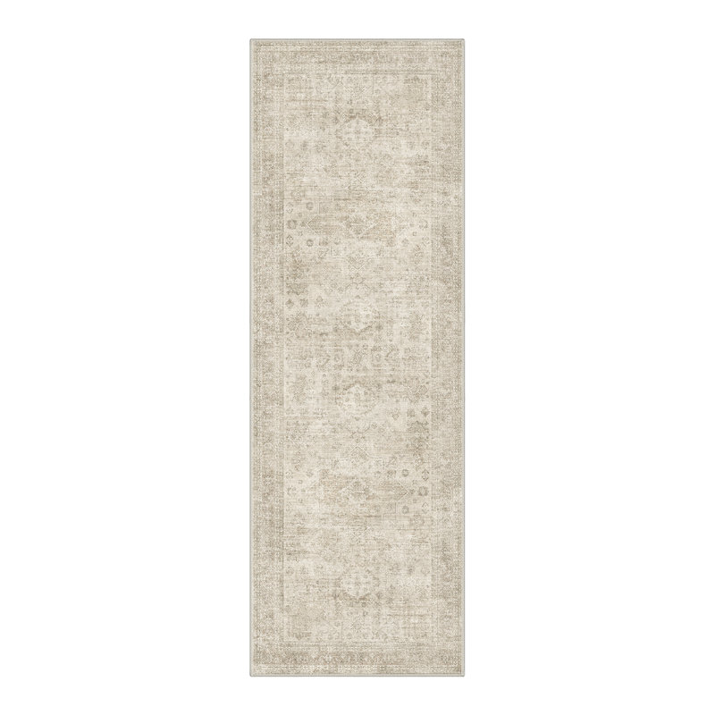 Tapis d'intérieur / brun à motif antidérapant Medallia, Tapis de couloir 2 pi x 6 pi