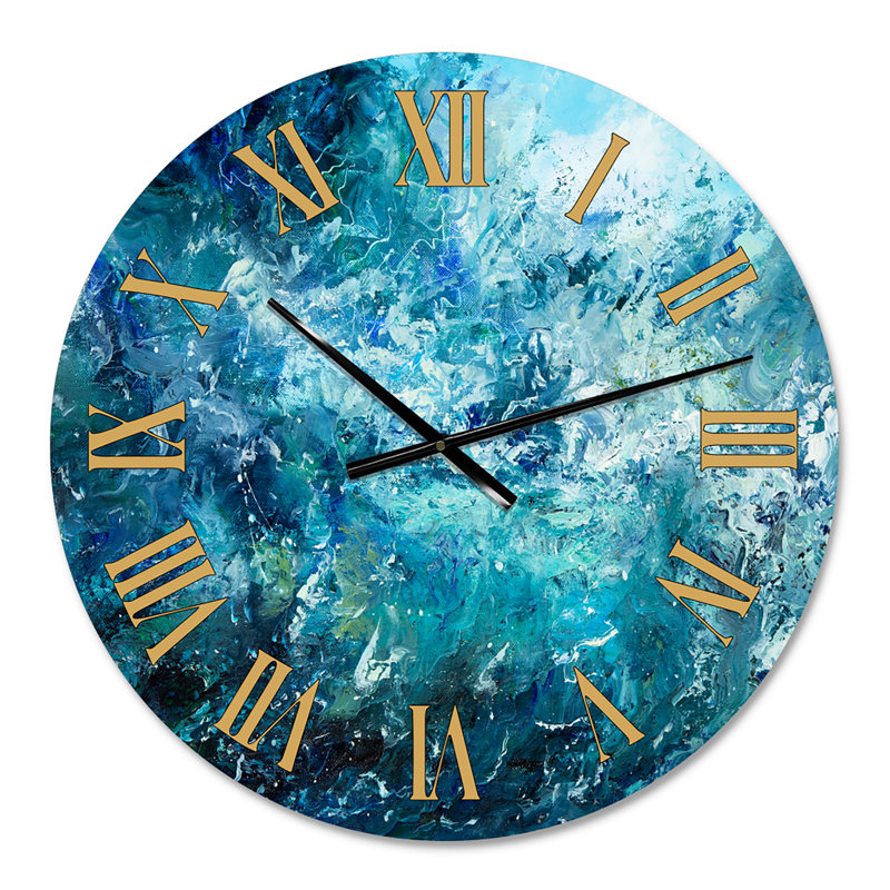 Wild Blue Ocean Waves V - Nautical & Coastal Wall Clock, Small