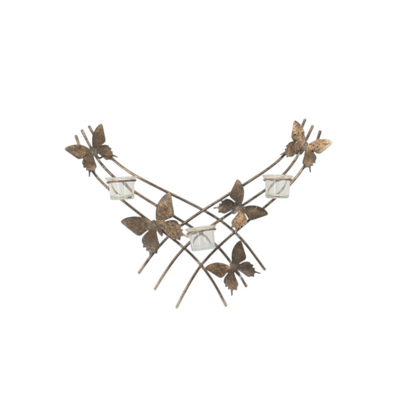 Candle Holder Gold Metal Wall Sconce - Hand-Finished Distressed Wall Candle Holder for Living Room, Hallway and Home Wall Décor