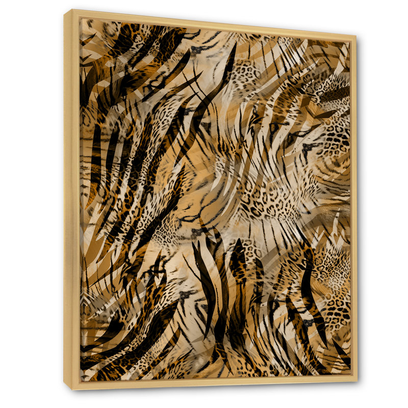 Léopard et tigre IV - Impression sur toile, H 36 po x l 24 po x P 1 po, Toile naturelle avec cadre flottant