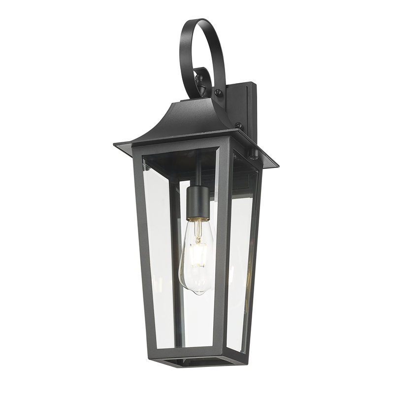 Applique murale d'extérieur 1 lumière Barling en noir, H 22,25 po x l 8 po x P 9 po