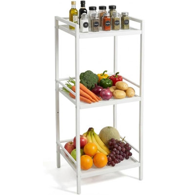 Étagère de salle de bain à 3 niveaux, étagère échelle pour le rangement, organisateur de maison rustique autoportant, étagère multifonctionnelle pour le salon, la cuisine, la cuisine, le bureau, blanc