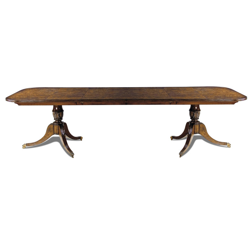 Reeded Extendable Oval Solid Wood Dining Table, Walnut