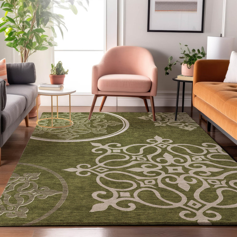 Premium Machine Washable Prisco Olive Rug