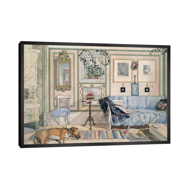 Larsson: Home, C.1895 by Carl Larsson - Painting on Canvas, Black Framed, 66.04 cm H x 45.72 cm W