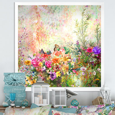 «Modern Multi And Green Summer Garden V», reproduction de cadre photo sur toile