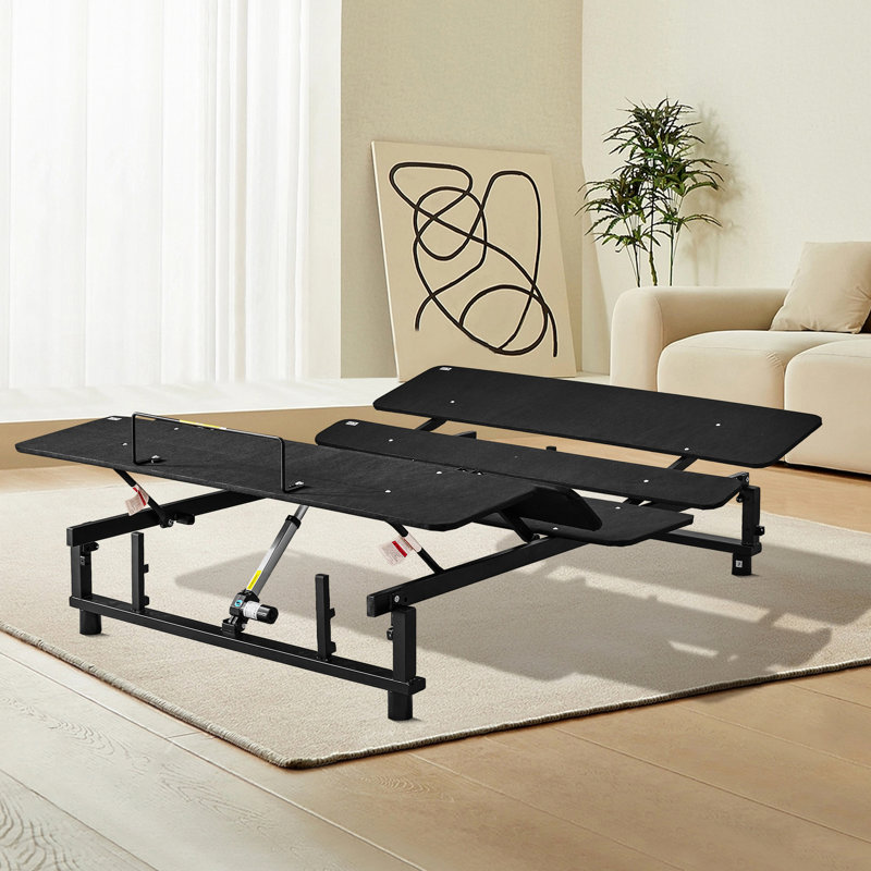Structure de grand lit avec tête et pied réglables, contrôle sans fil, Noise50db, fabrication, réglages de taille de matelas compatibles, télécommande, fabrication solide