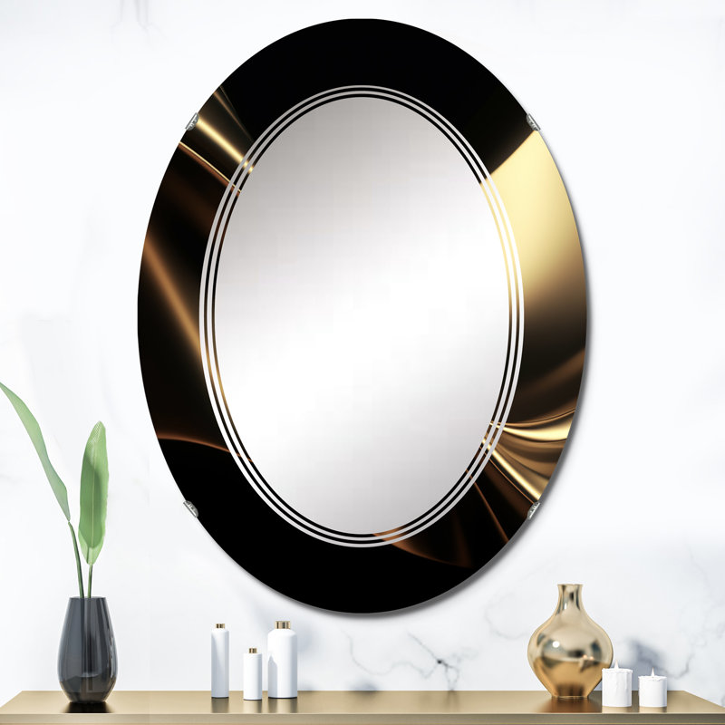 Miroir mural ovale doré et noir, 36 po x 24 po